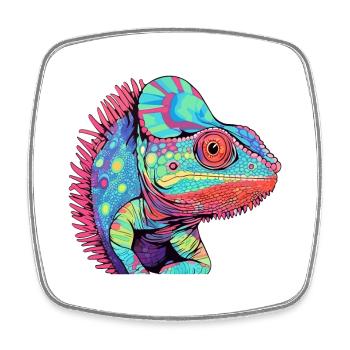 Chameleon Colorful Watercolor Cartoon Kawaii Anima - Square fridge magnet - white - Front