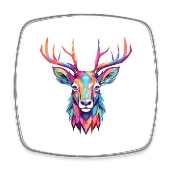 Deer Colorful Watercolor Cartoon Kawaii Animal - Square fridge magnet - white - Front