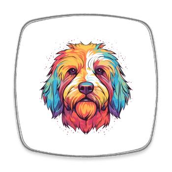 Chien Aquarelle Colorée Dessin Animé Kawaii Animal - Magnet carré - blanc - Devant