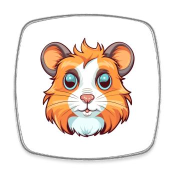 Hamster Colorful Watercolor Cartoon Kawaii Animal - Square fridge magnet - white - Front