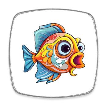 Fish Colorful Watercolor Cartoon Kawaii Animal - Square fridge magnet - white - Front