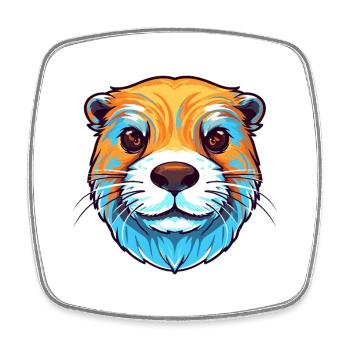 Loutre Aquarelle colorée Dessin animé Kawaii Animal - Magnet carré - blanc - Devant