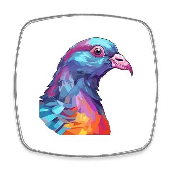Pigeon Aquarelle Colorée Dessin Animé Kawaii Animal - Magnet carré - blanc - Devant