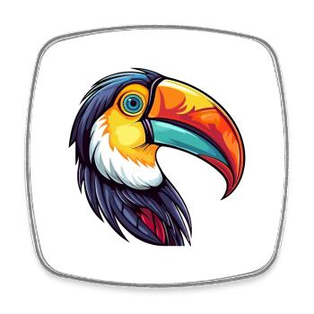 Toucan Colorful Watercolor Cartoon Kawaii Animal - Square fridge magnet - white - Front