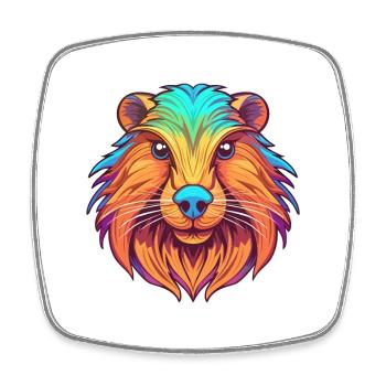Biber Buntes Aquarell Cartoon Kawaii Tier - Viereckiger Kühlschrankmagnet - Weiß - Vorne