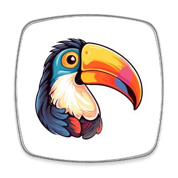 Toucan Colorful Watercolor Cartoon Kawaii Animal - Square fridge magnet - white - Front