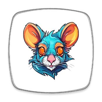 Ratte bunte Aquarell-Karikatur Kawaii-Tier - Viereckiger Kühlschrankmagnet - Weiß - Vorne