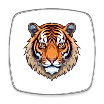 Tiger Colorful Watercolor Cartoon Kawaii Animal - Square fridge magnet - white - Front