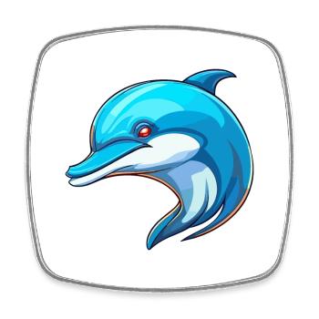Dolphin Colorful Watercolor Cartoon Kawaii Animal - Square fridge magnet - white - Front
