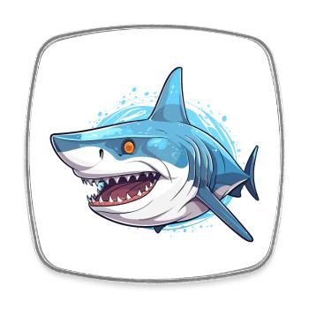 Shark Colorful Watercolor Cartoon Kawaii Animal - Square fridge magnet - white - Front