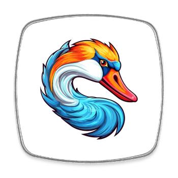 Schwan Buntes Aquarell Cartoon Kawaii Tier - Viereckiger Kühlschrankmagnet - Weiß - Vorne