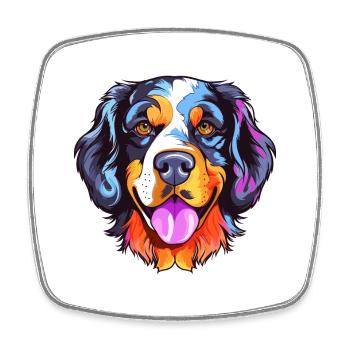 Chien Aquarelle Colorée Dessin Animé Kawaii Animal - Magnet carré - blanc - Devant