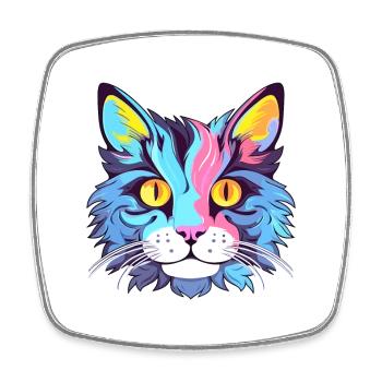Katze buntes Aquarell Cartoon Kawaii Tier - Viereckiger Kühlschrankmagnet - Weiß - Vorne
