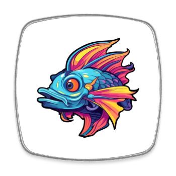 Poisson-chat coloré aquarelle dessin animé kawaii animal - Magnet carré - blanc - Devant
