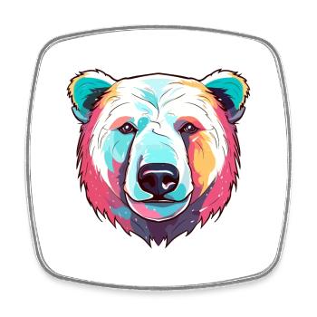 Ours Polaire Aquarelle Colorée Dessin Animé Kawaii Anim - Magnet carré - blanc - Devant