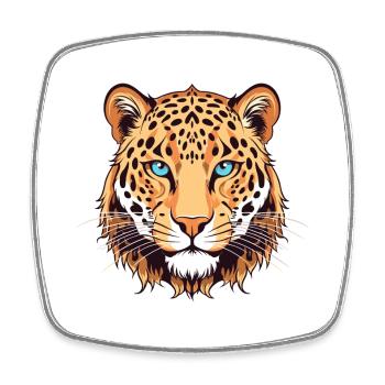 Amur Leopard Colorful Watercolor Cartoon Kawaii An - Square fridge magnet - white - Front