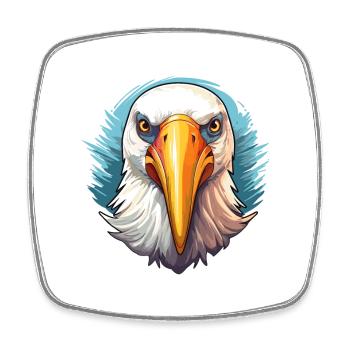 Albatross Colorful Watercolor Cartoon Kawaii Anima - Square fridge magnet - white - Front