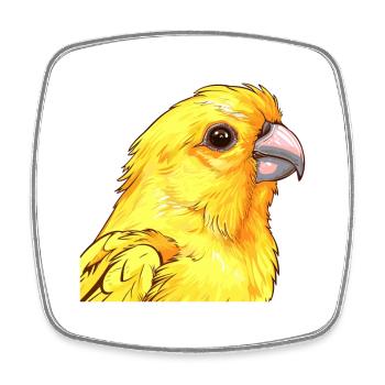 Canary Colorful Watercolor Cartoon Kawaii Animal - Square fridge magnet - white - Front