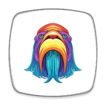 Walross Buntes Aquarell Cartoon Kawaii Tier - Viereckiger Kühlschrankmagnet - Weiß - Vorne