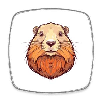 Marmot Colorful Watercolor Cartoon Kawaii Animal - Square fridge magnet - white - Front
