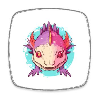 Axolotl Aquarelle Colorée Dessin Animé Kawaii Animal - Magnet carré - blanc - Devant