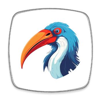 Ibis Colorful Watercolor Cartoon Kawaii Animal - Square fridge magnet - white - Front