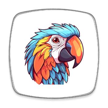 Parrot Colorful Watercolor Cartoon Kawaii Animal - Square fridge magnet - white - Front