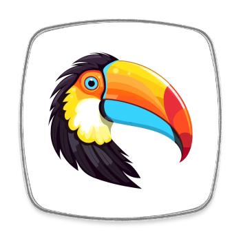 Toucan Colorful Watercolor Cartoon Kawaii Animal - Square fridge magnet - white - Front