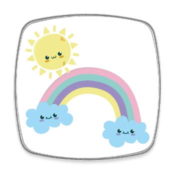 Sunny Rainbow Cloudscape Niedlich - Viereckiger Kühlschrankmagnet - Weiß - Vorne