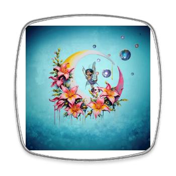 Fairy dancing on the moon - Square fridge magnet - white - Front