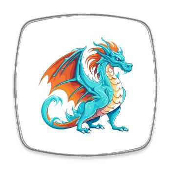 Drache Buntes Aquarell Cartoon Kawaii Tier - Viereckiger Kühlschrankmagnet - Weiß - Vorne