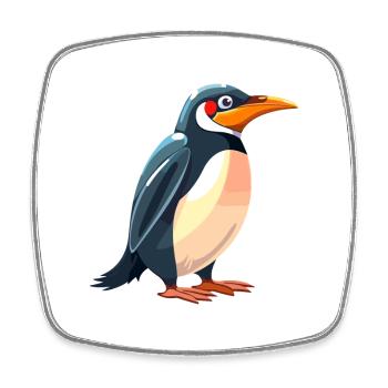 Penguin Colorful Watercolor Cartoon Kawaii Animal - Square fridge magnet - white - Front