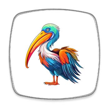 Pelikan Buntes Aquarell Cartoon Kawaii Tier - Viereckiger Kühlschrankmagnet - Weiß - Vorne