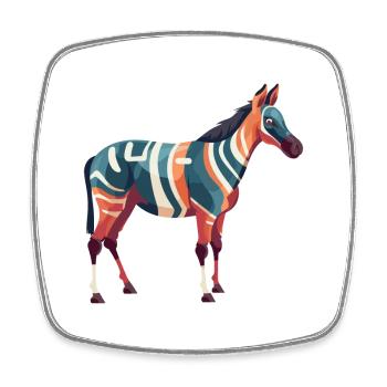 Okapi Colorful Watercolor Cartoon Kawaii Animal - Square fridge magnet - white - Front