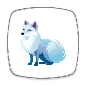 Arktisfuchs Bunte Aquarell-Karikatur Kawaii Anim - Viereckiger Kühlschrankmagnet - Weiß - Vorne