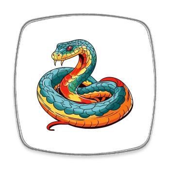 Cobra Aquarelle Colorée Dessin Animé Kawaii Animal - Magnet carré - blanc - Devant