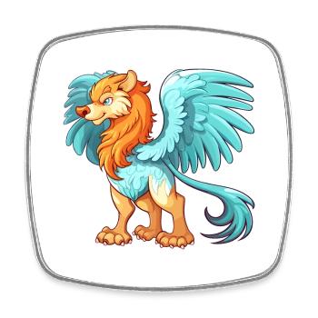 Griffon Aquarelle Colorée Dessin Animé Kawaii Animal - Magnet carré - blanc - Devant