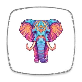 Elefant buntes Aquarell Cartoon Kawaii Tier - Viereckiger Kühlschrankmagnet - Weiß - Vorne