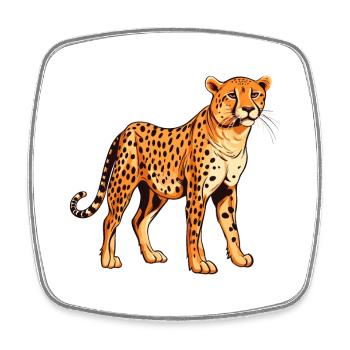 Cheetah Colorful Watercolor Cartoon Kawaii Animal - Square fridge magnet - white - Front
