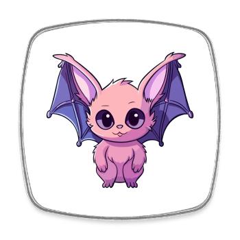 Fledermaus buntes Aquarell Cartoon Kawaii Tier - Viereckiger Kühlschrankmagnet - Weiß - Vorne