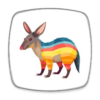 Aardvark Aquarelle Colorée Dessin Animé Kawaii Animal - Magnet carré - blanc - Devant