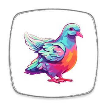 Colombe Aquarelle Colorée Dessin Animé Kawaii Animal - Magnet carré - blanc - Devant