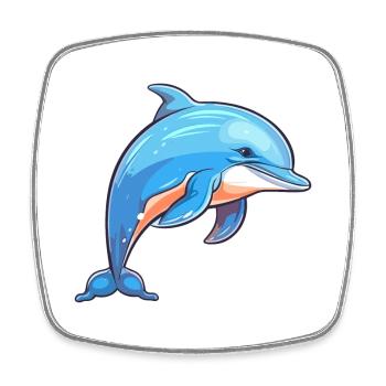 Dolphin Colorful Watercolor Cartoon Kawaii Animal - Square fridge magnet - white - Front