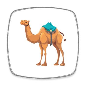 Camel Colorful Watercolor Cartoon Kawaii Animal - Square fridge magnet - white - Front