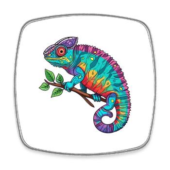 Chameleon Colorful Watercolor Cartoon Kawaii Anima - Square fridge magnet - white - Front