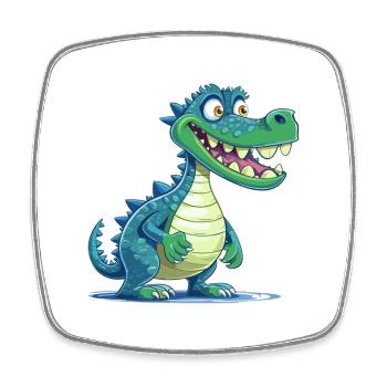 Krokodil bunte Aquarell-Karikatur Kawaii Anima - Viereckiger Kühlschrankmagnet - Weiß - Vorne