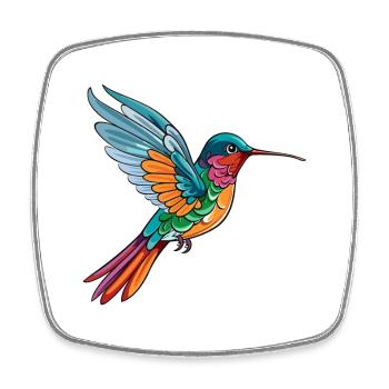Colibri Aquarelle Colorée Dessin Animé Kawaii Ani - Magnet carré - blanc - Devant