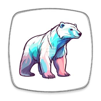 Ours Polaire Aquarelle Colorée Dessin Animé Kawaii Anim - Magnet carré - blanc - Devant