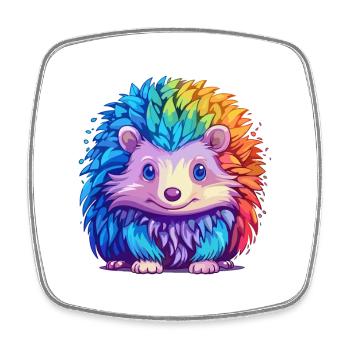 Igel Buntes Aquarell Cartoon Kawaii Tier - Viereckiger Kühlschrankmagnet - Weiß - Vorne