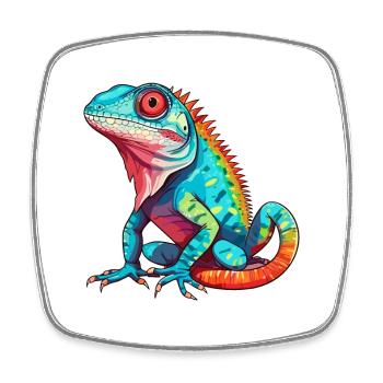 Lizard Colorful Watercolor Cartoon Kawaii Animal - Square fridge magnet - white - Front